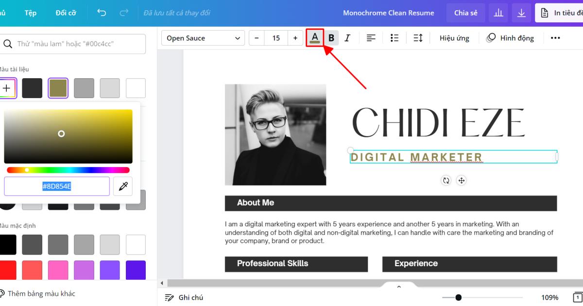 Thay đổi màu của chữ trong thiết kế