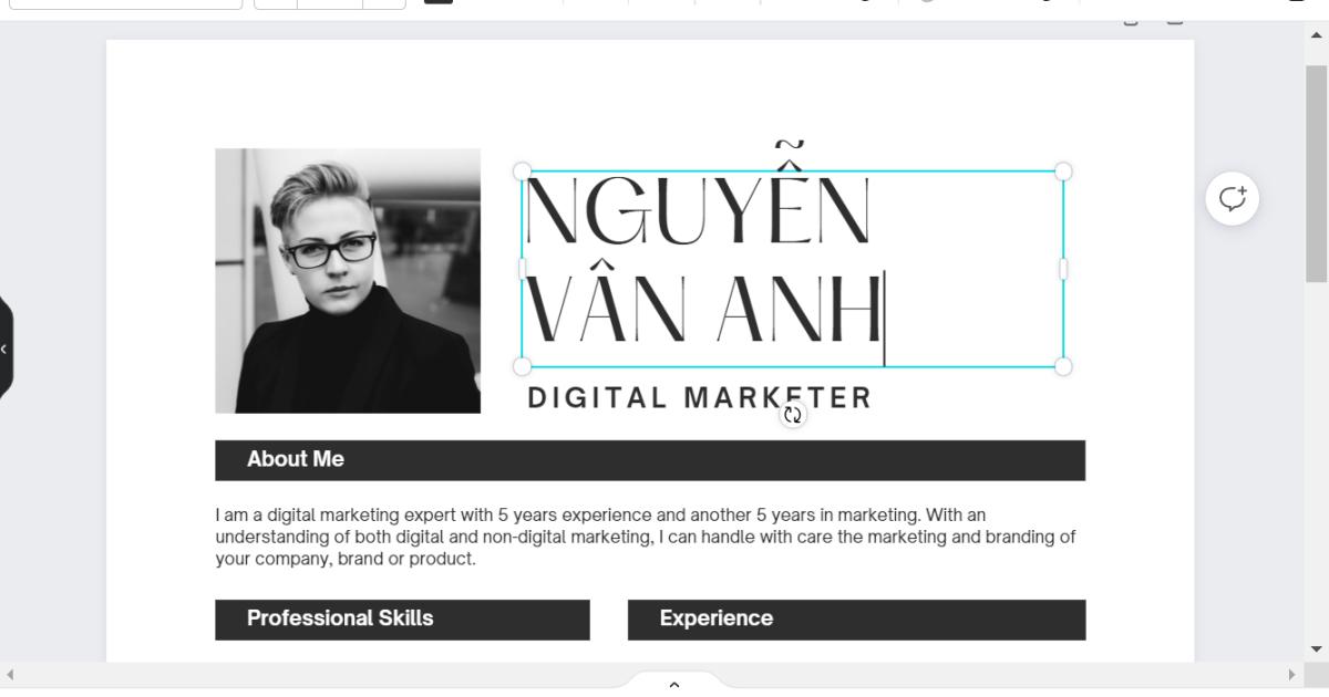 Điền thông tin cho CV