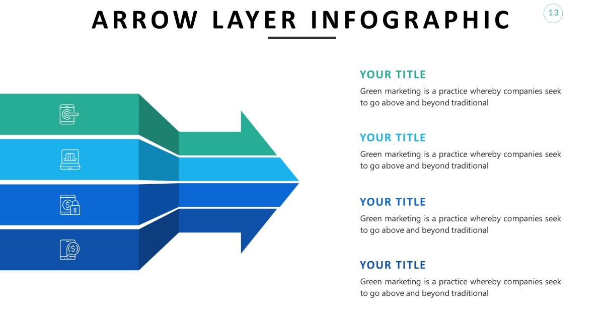 Mẫu arrow layer infographic trong powerpoint