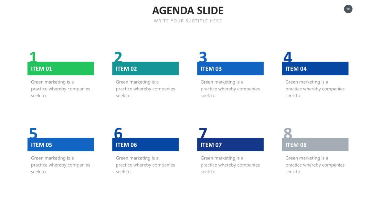Template powerpoint Agenda theo bố cục từng step