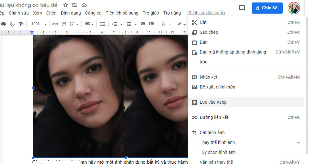 Lưu hình ảnh từ Google Docs qua Google Keep 2