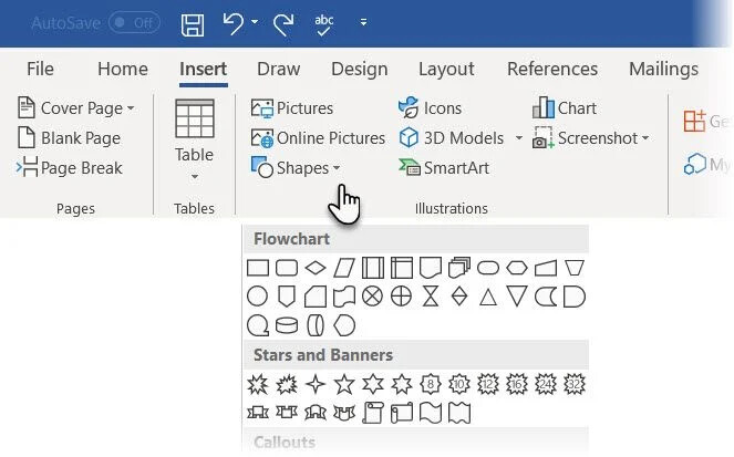 cách tạo sơ đồ tổ chức trong word với shapes