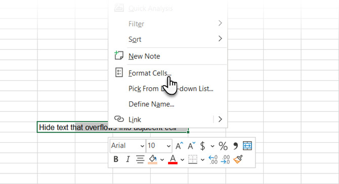 Cách ẩn Overflow Text (văn bản bị tràn) trong Excel