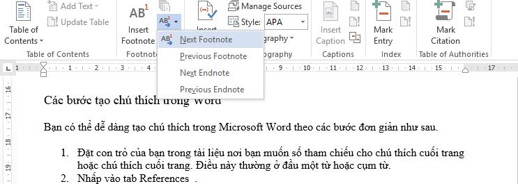 Điều hướng phần chú thích của bạn