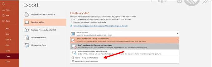 Record Timings and Narrations