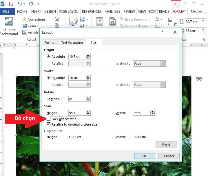 Thay đổi chiều cao và chiều rộng trong Word