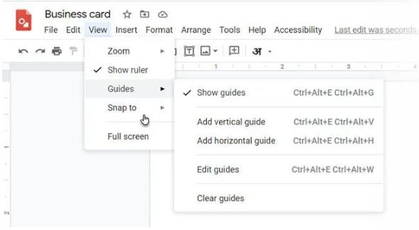 Tạo business card từ một tài liệu mới với Google Drawing