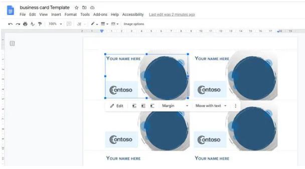 Tạo business card từ một tài liệu mới với Google Drawing