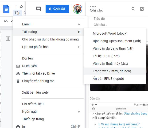 Lưu Hình ảnh từ Google Tài liệu qua tải tệp .html 1