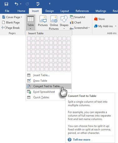 Cách chuyển đổi danh sách thành bảng