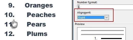 Cách căn chỉnh danh sách
