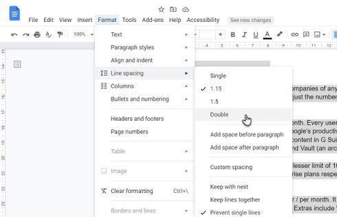 Hướng dẫn thêm giãn cách dòng trong tài liệu Google Docs