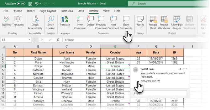 Cách ẩn và hiển thị nhận xét