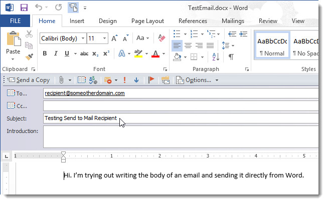 Hướng dẫn cách gửi Email trực tiếp trong Word