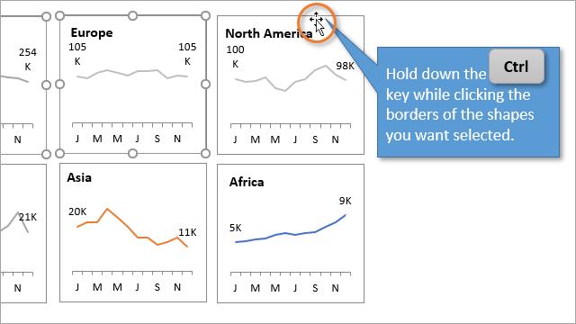 cách chọn nhiều hình Shapes trong Excel