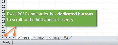 Điều hướng đến sheet đầu tiên hoặc cuối cùng