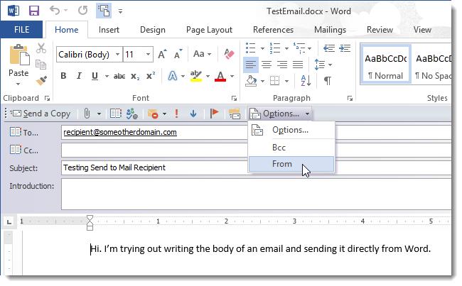 Hướng dẫn cách gửi Email trực tiếp trong Word