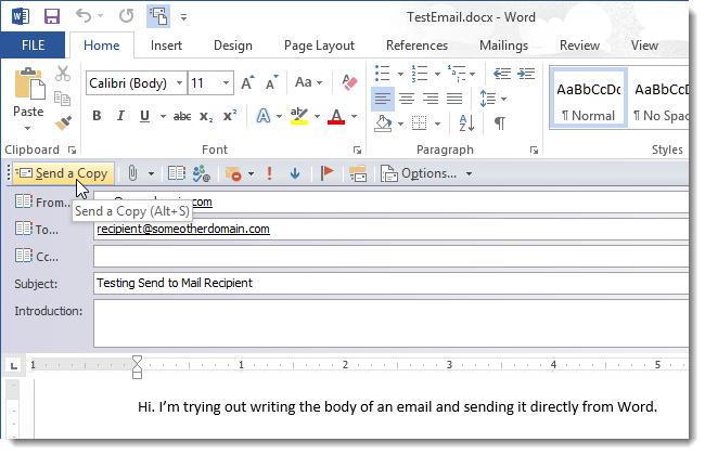 Hướng dẫn cách gửi Email trực tiếp trong Word