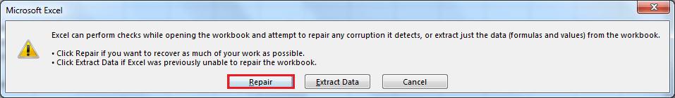 cách trích xuất dữ liệu từ tệp Excel bị hỏng