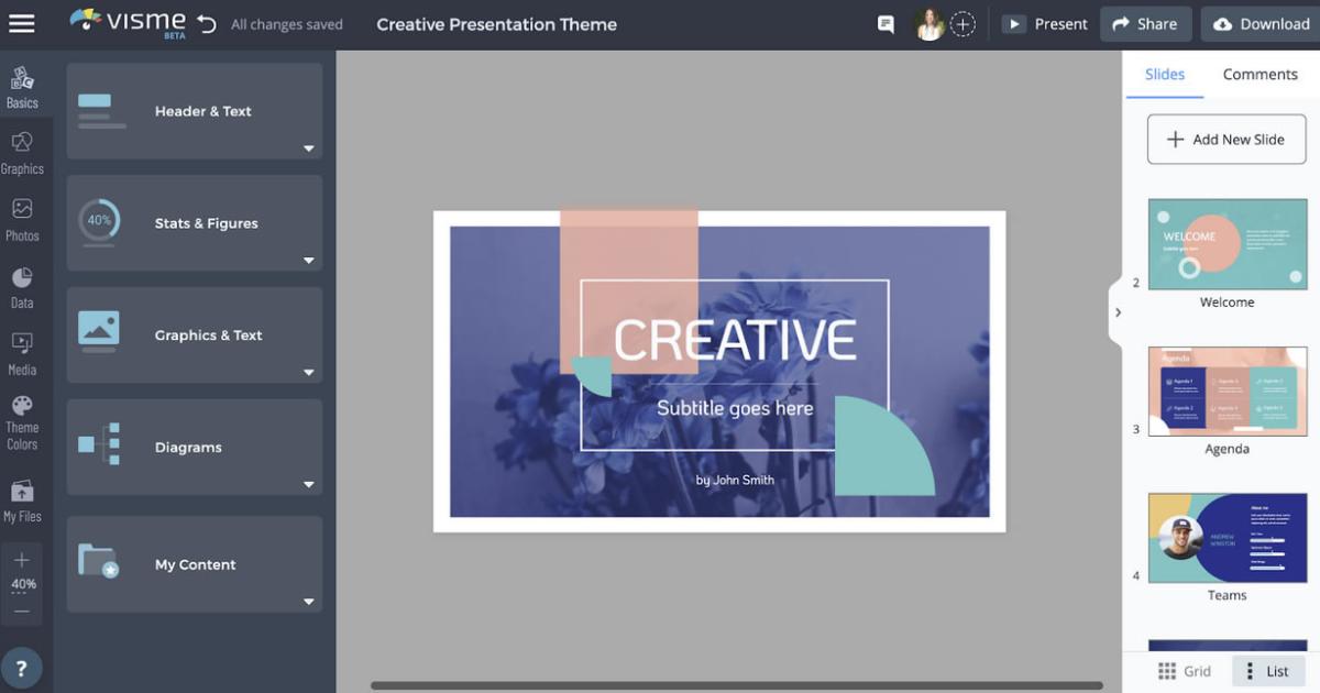 Visme tạo bản trình chiếu mà không cần PowerPoint