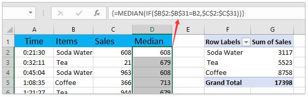 Hướng dẫn cách tính giá trị trung vị trong Pivot Table Excel