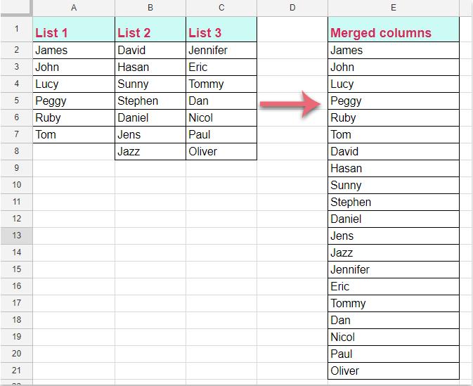 Hướng dẫn gộp nhiều cột thành một trong Google Sheet với hàm FILTER