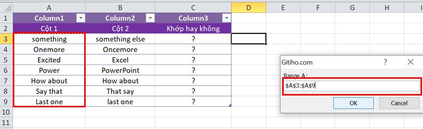 Hướng dẫn cách kiểm tra dữ liệu trong hai ô có khớp hay không trong Excel