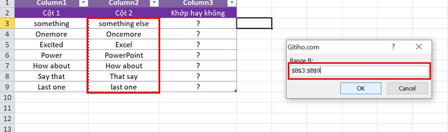 Hướng dẫn cách kiểm tra dữ liệu trong hai ô có khớp hay không trong Excel