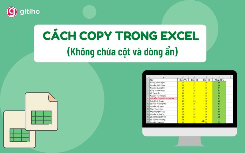 Hướng dẫn cách copy trong Excel không chứa dòng và cột ẩn