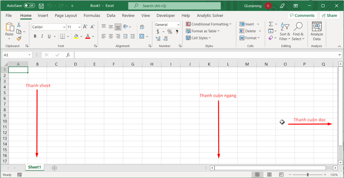 file bị ẩn thanh kéo và thanh sheet trong Excel