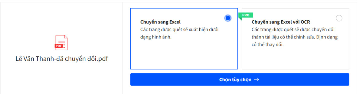 Chuyển file PDF (được tạo từ Word) sang Excel