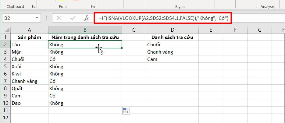 hàm if vlookup để tạo danh sách tra cứu