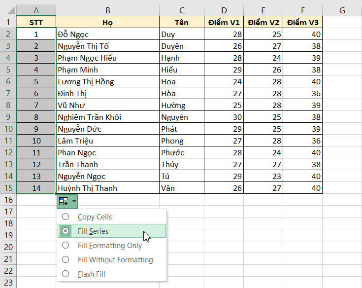 cách sắp xếp tên theo abc trong excel