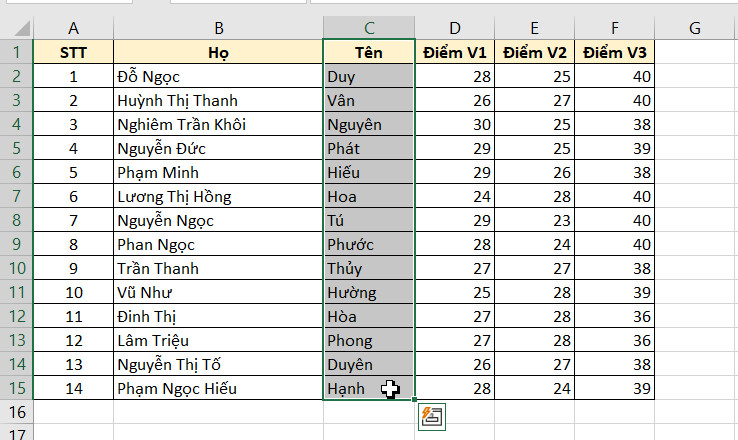 cách sắp xếp họ và tên theo thứ tự abc trong excel