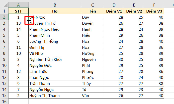 Cách sắp xếp tên trong Excel theo thứ tự bảng chữ cái