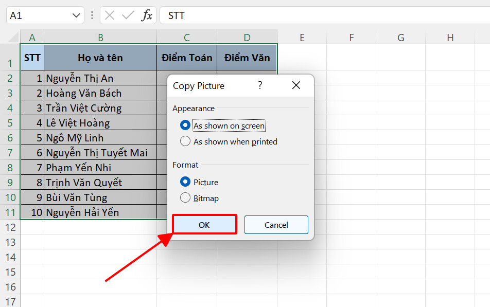 Hướng dẫn cách chuyển Excel sang ảnh chỉ trong một nốt nhạc 4