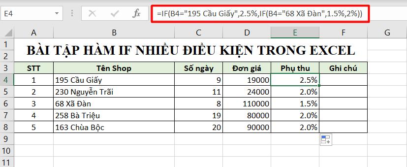 bài tập if excel