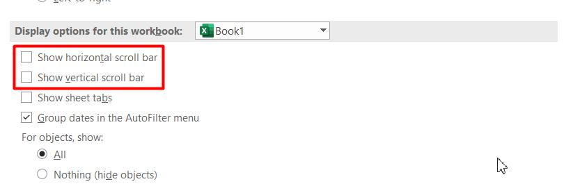 Cách hiện thanh kéo trong Excel 2016, 2013, 2010 3