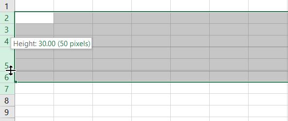 Tăng giảm chiều cao của nhiều hàng cùng lúc