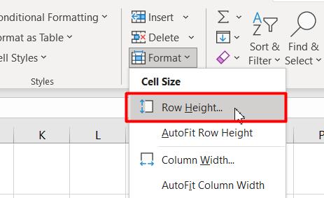 chỉnh height trong excel