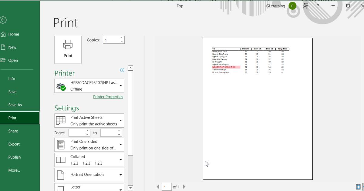 Xem trước bản in