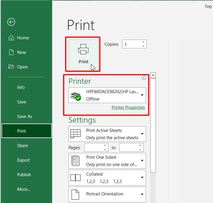 Bấm nút Print để tin tài liệu