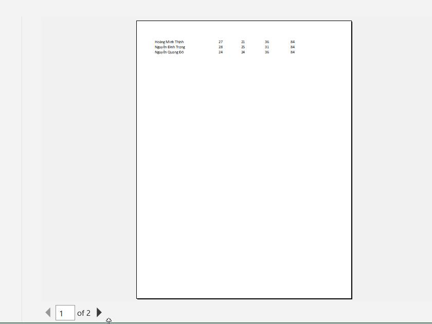 Xem trước các vùng dữ liệu sẽ được in như thế nào