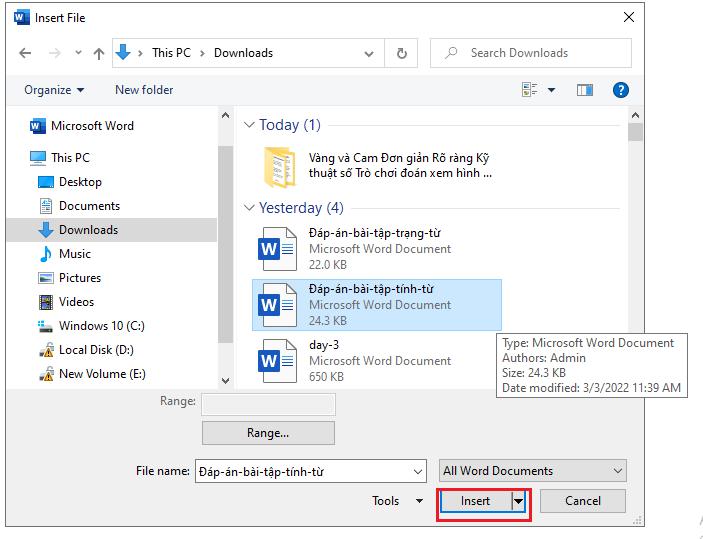 ghép hai hay nhiều file Word