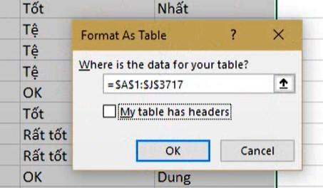 Hướng dẫn cách tạo bảng trong Excel với Format As Table