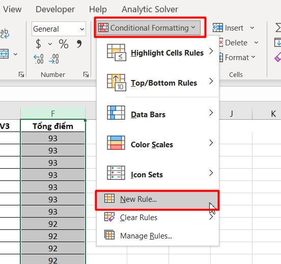 Cách tô màu có điều kiện trong Excel với Conditional Formatting 1