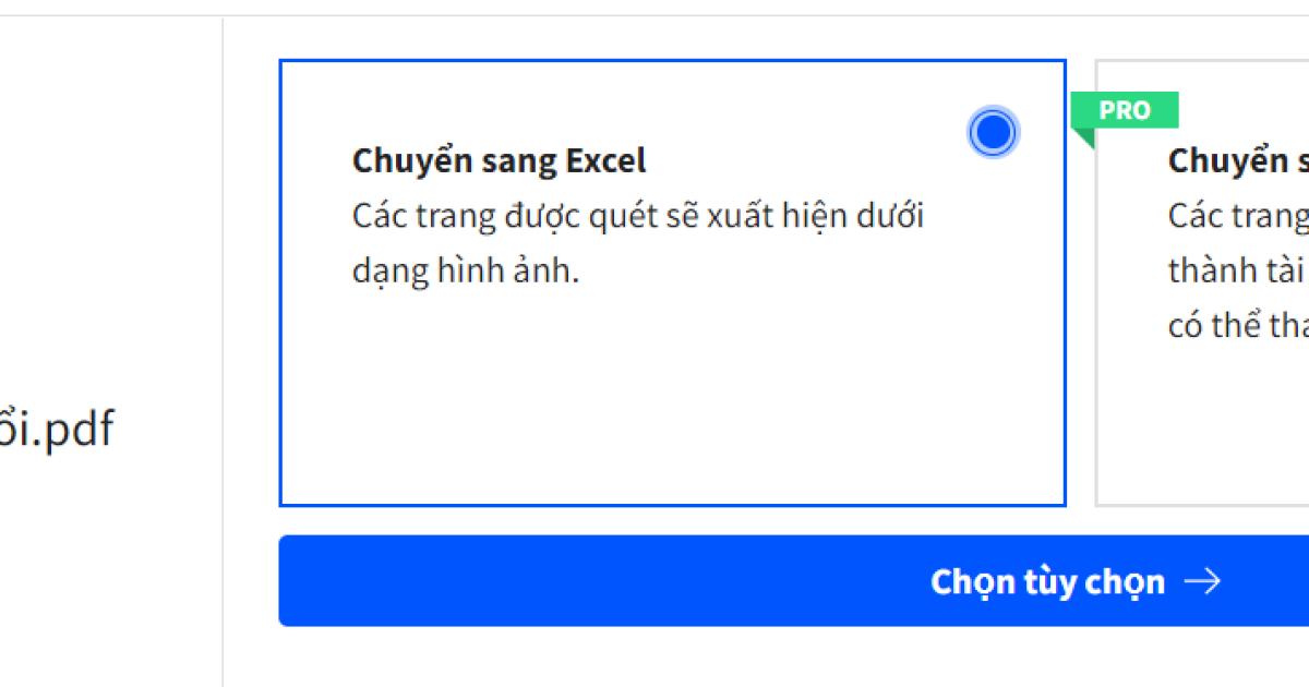 Chuyển file PDF (được tạo từ Word) sang Excel