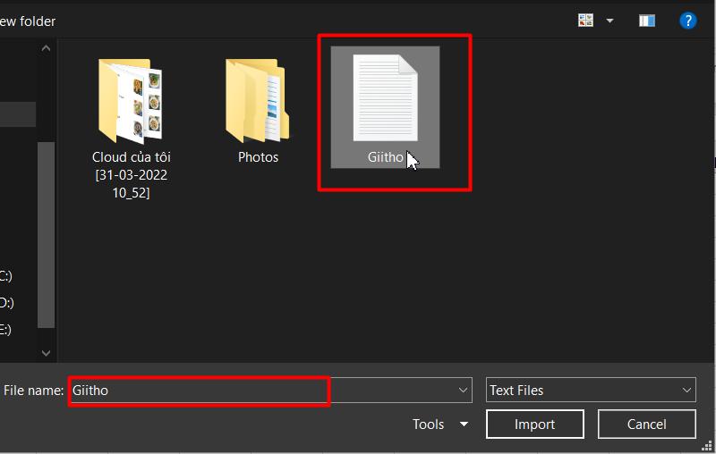 Import file Word lên Excel