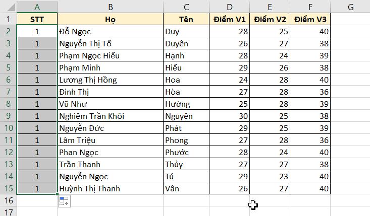 Cách sắp xếp ABC trong Excel khi họ và tên ở khác cột 6