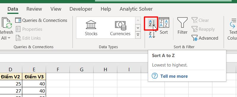 Cách sắp xếp ABC trong Excel khi họ và tên ở khác cột 3